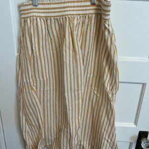 Madewell Mustard Yellow / White Vertical Striped Midi Skirt